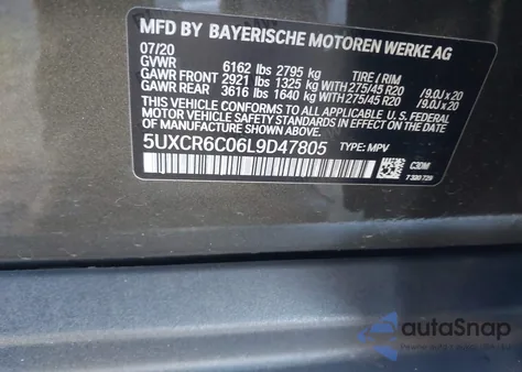 2020 BMW X5 xDrive40I z USA, uszkodzony, nr VIN 5UXCR6C06L9D47805